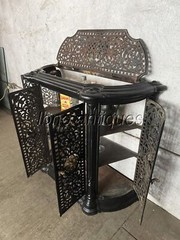 SUPERB 19th CENTURY FRENCH CAST IRON AND BRONZE CABINET / DRY BAR. ETERNAL FLAME
