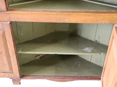 Corner CABINET Cupboard, Ohio, attr Shaker Union Village, Walnut, early1800 80″t