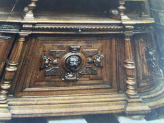 Heavily Carved Walnut Antique Sideboard, Buffet, Cabinet with Curved Sides