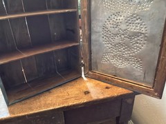 Antique Punched Tin & Wood Cabinet – Original Paint! Early 1900’s