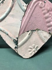 Decorative Salvage Pink Tin Ceiling 8″ Patchwork Metal VTG Heart Old 143-25B
