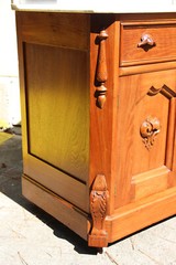 Superb Large Walnut Victorian Renaissance Revival Marble Top Washstand Cabinet
