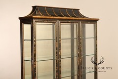 Chinoiserie Hand Painted Lighted China Display Cabinet