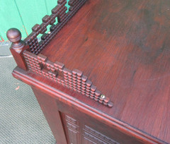 Antique Carved Rosewood Victorian Eastlake Sewing Machine Cabinet Cupboard Desk