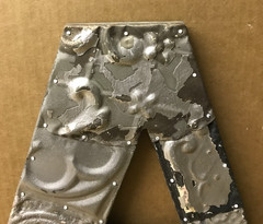 Decorative Salvaged Tin Ceiling 16″ Patchwork Shabby Silver Letter A Old 224-26B