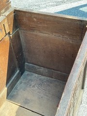 antique pilgrim period 17th c carved oak coffer primitive blanket chest