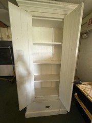 Tall Antique Painted Heart Pine Cupboard Cabinet Bead Board