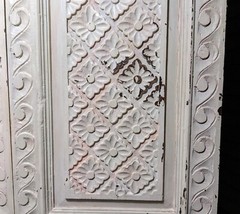 Vintage Shabby Chic Painted Floral Carved Wood Cabinet – Morrocan Indian Shelf