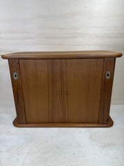 Vintage Mid Century Eppco Enterprises Teak Tambour Slide Door Wall Mount Cabinet