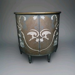 Decorative Crafts Inc. Demilune Italian Cabinet console Painted 30″ We Ship