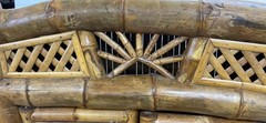 vintage handmade bamboo cabinet 72″ high Sunburst design crown