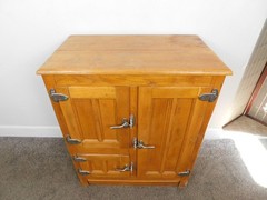 Antique REAL DEAL c1915 ALL Original Oak Ice Box Bar Storage Cabinet Chest VG