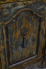 L65298EC: HOOKER Distressed Weathered Painted Finish Cabinet