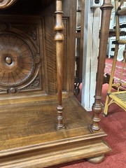 Antique French Henri II Carved Walnut Wine Liquor Display Hall Cabinet 70″H