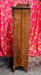 Antique Carved Wood Display Cabinet Floral Basket Crest Rococo Revival 54x24x12