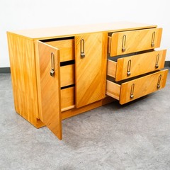 Mid Century Danish Modern Credenza Dresser Cabinet 6 Drawers Blonde Canadian Mcm