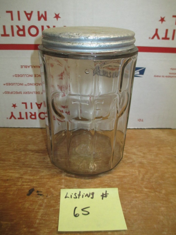 HOOSIER CABINET ORIGINAL TEA SPICE JAR GLASS LOT # 65