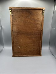 Antique Folk Art Hand Painted Wooden Wall Cabinet w Door, Shelves 12”Tx7.75”Wx2”