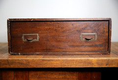 Antique Spool Cabinet Linen storage 1 drawer apothecary wood map file cabinet