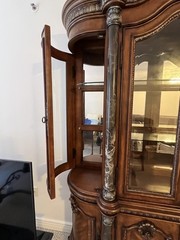 Antique Wood China Cabinet With Glass Doors (Cherry Wood)
