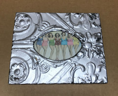 VTG Shabby 11″ Sq. Photo 4×6 Oval Silver Tin Ceiling Picture Frame Old 627-26B