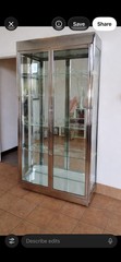 1980s Postmodern Italian Tonin Casa Glass Lighted Display Cabinet Modern Vintage