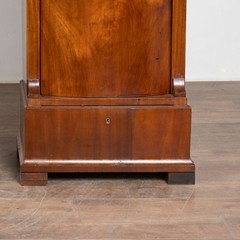 Pair 19th C. Danish Biedermeier Mahogany Column Cabinets with Bowfront Doors