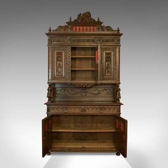 Antique Carved Breton Buffet Cabinet, French, Sideboard, Oak, Circa 1880