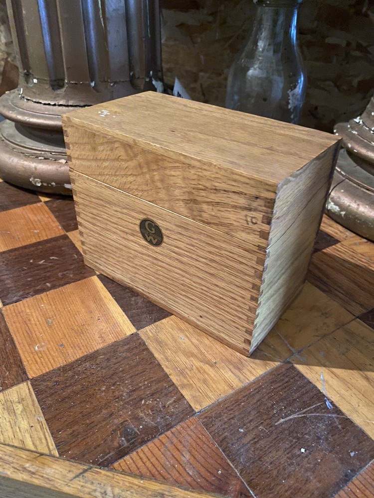 1920s Globe Wernicke Oak Card Catalog File Farmhouse Country Office Vintage