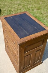Antique Apothecary Cabinet Slot Machine Stand Wood Drawer Tiger Oak counter VTG