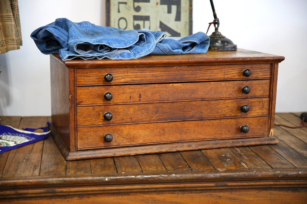 Antique Watchmakers Apothecary Cabinet wood drawer Tool Box Pocket Watch vintage