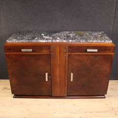 French sideboard Art Deco furniture commode in wood marble top 20th century