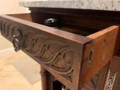 Exceptional French gothic walnut cabinet out of old church, makes a great bar!