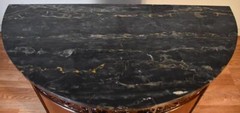 1910 Antique French Walnut & Satinwood Hand painted and Marble topDemi-lune