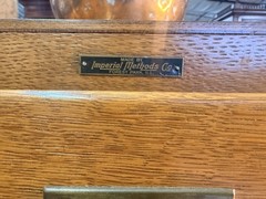 Antique American Tiger Oak Imperial Methods Co 4 Drawer Filing Cabinet 52″