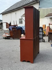 antique dutch cupboard step back cabinet old paint 1800s small size