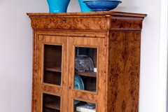 Antique French Louis Philippe Burl Wood Vitrine Cabinet