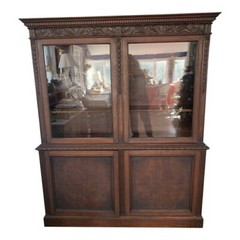 Antique Mahogany Double Door China Display Cabinet