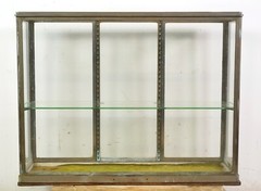 Antique European Nickel Aluminum & Glass Vitrine Display Cabinet