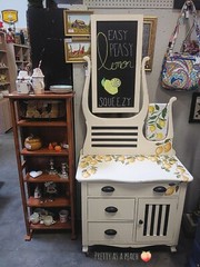 Antique Oak Wash Stand/Coffee bar/Dry Sink w/Drawers Cabinet & Towel Rack