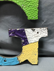 Decorative Salvaged Tin Ceiling 12″ Patchwork Mix Color Letter G Metal 353-25B