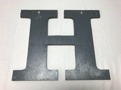Decorative Salvaged Tin Ceiling 16″ Patchwork Silver Metal Letter H Old 1627-23B