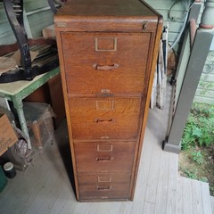 Antique Oak 4-Drawer Filing Cabinet Library Bureau for a Corner