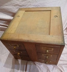ANTIQUE U.S.P.O DEPT CARD CATALOG INDEX FILE 6 DRAWER CABINET. TIGER OAK