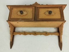 Antique Wall Hanging Herbal Rack Cabinet Kitchen Drawers Carved Sanded Wood Bar