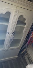 Antique Cabinet Hutch Carved Rose French Provincial Country Display Case Curio