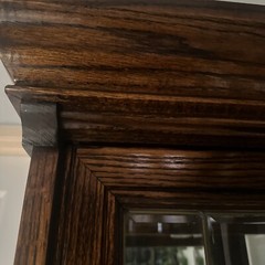 Vintage Real Authentic Wood Cabinet With Sturdy Glass Shelves