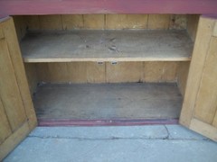 ANTIQUE EARLY 19th CENTURY PANELED DOOR COUNTRY STEPBACK SPICE CUPBOARD