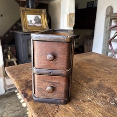 Unusual Draws Slim And Long Wooden Two Tier Vintage Shop Display Unit England
