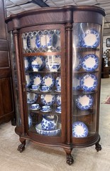 Exceptional American Antique Quartersawn Oak China Curio Cabinet Bookcase 1880